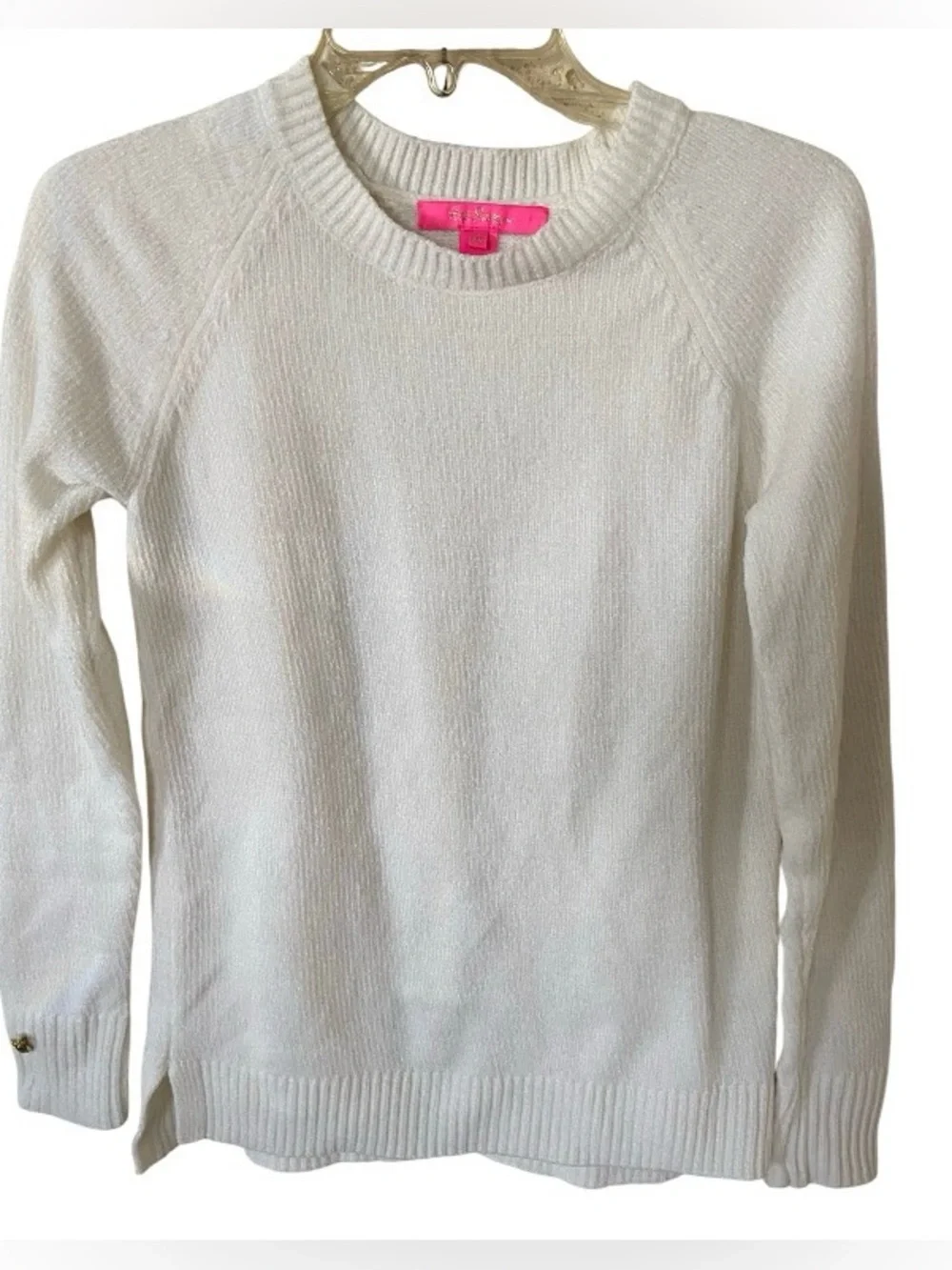 Lilly Pulitzer Praxon Chenille Sweater Coconut with gold pineapple buttons, XXS